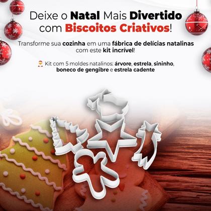 Imagem de Kit Moldes PLA Cortadores Natalinos para Biscoitos Divertidos 5 Formas Temáticas