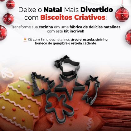 Imagem de Kit Moldes PLA Cortadores Natalinos para Biscoitos Divertidos 5 Formas Temáticas