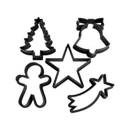Imagem de Kit Moldes PLA Cortadores Natalinos para Biscoitos Divertidos 5 Formas Temáticas