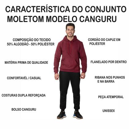 Imagem de Kit Moletom Canguru Infantil Blusa + Calça Confortável Full