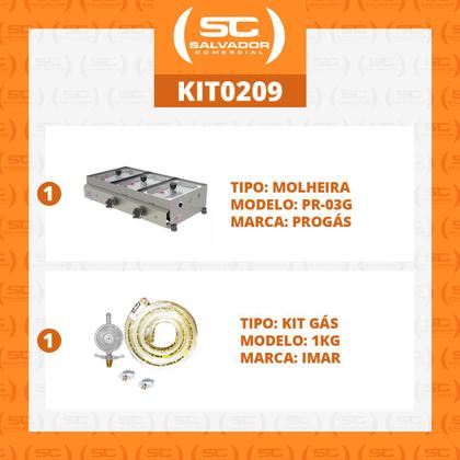 Imagem de KIT - Molheira 3 Cubas Gás (2 quente) PR-03G + Kit Gás - Progás