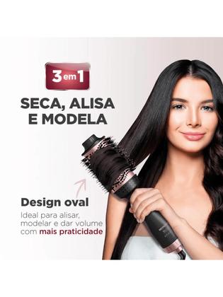 Imagem de Kit Mondial 2 em 1 com Escova Secadora ES14 Black Rose Argan e Chapinha Golden Rose P20 Bivolt