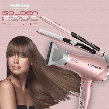 Imagem de Kit Mondial 2 em 1 Secador SC-32 220V e Prancha Chapinha P-20 Golden Rose