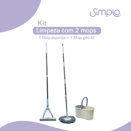 Imagem de kit mop limpeza giratório giro fit e mop esponja - Simplo