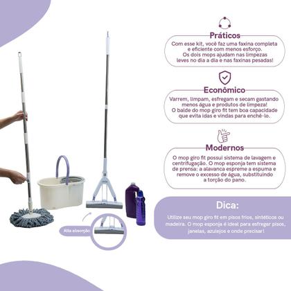Imagem de kit mop limpeza giratório giro fit e mop esponja - Simplo