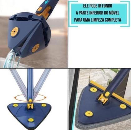Imagem de KIT Mop Rodo Limpeza Esfregão Triangular Gira 360 Limpa Chão Vidros C/ 2 Refil
