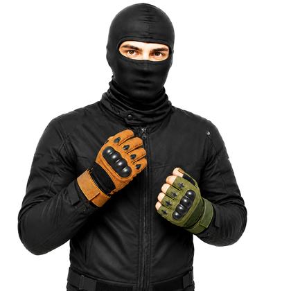 Imagem de Kit Moto Proteção Completa: Luva Tática com Dedos + Luva sem Dedos + Balaclava Touca Ninja = 3 Produtos