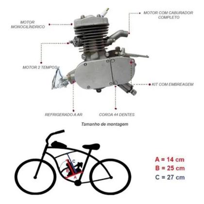 Imagem de Kit Motor Bicicleta Motorizada Gasolina 80Cc Potente Bike 2T