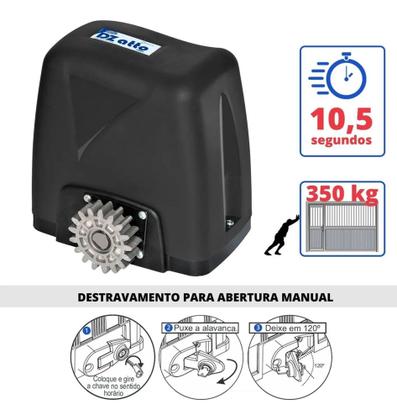 Imagem de Kit Motor P/ Portão Elétrico Dz Atto Turbo 350kg 3,5 Metros Rossi 220v