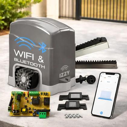Imagem de Kit Motor Portão Inteligente Izzy 500 App Celular Alexa Google C/ Cremalheira - 127V