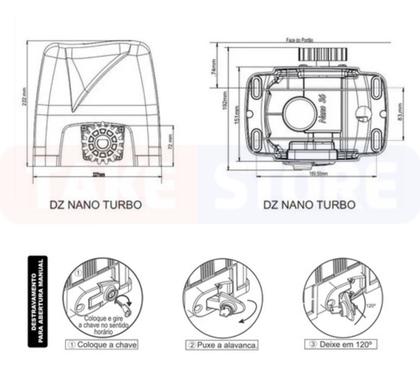 Imagem de  Kit Motor Portão Rossi 127v Dz Nano Turbo 36 C/ Cremalheira 3m