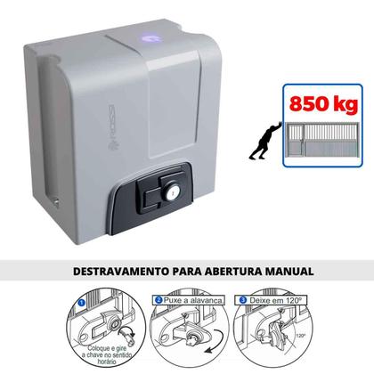 Imagem de Kit Motor Rossi DZ4 NITRO Bivolt para Portão 850Kg Deslizante Automático Eletrônico Abertura Rápida 3 Controles