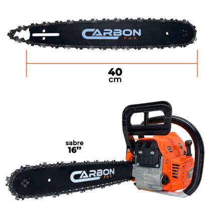 Imagem de Kit Motosserra a Gasolina Profissional 58cc 3,4HP com Sabre 20 Polegadas e Sabre 16 Polegadas Carbon Fak