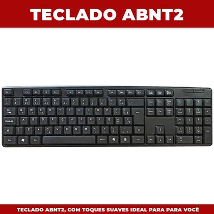 Imagem de Kit Mouse Clássico USB Plug And Play + Teclado Básico ABNT2 Usb Preto