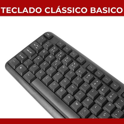 Imagem de Kit Mouse Clássico USB Plug And Play + Teclado Básico ABNT2 Usb Preto