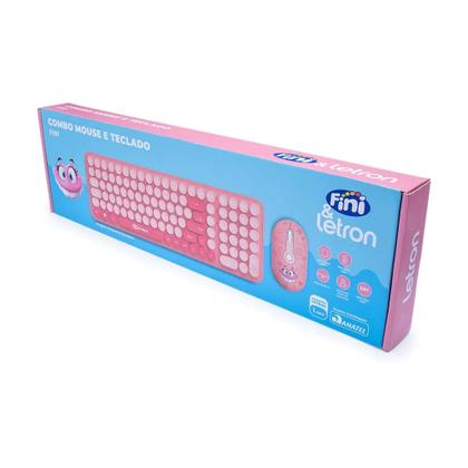 Imagem de Kit Mouse e Teclado Fini Wireless com Mini Receptor Letron Leo&Leo Leonora - 10323