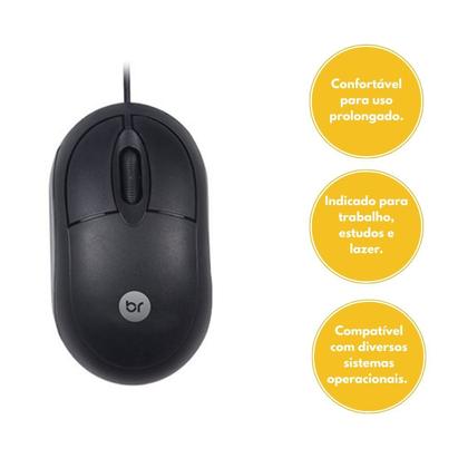 Imagem de Kit Mouse e Teclado USB ABNT2 Preto C/ Fio Eficiencia