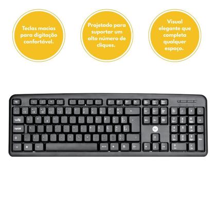 Imagem de Kit Mouse e Teclado USB ABNT2 Preto C/ Fio Eficiencia