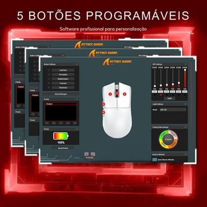 Imagem de Kit Mouse Gamer Attack Shark X11 Branco 22000Dpi + Mousepad