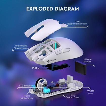 Imagem de Kit Mouse Gamer Attack Shark X11 Branco 22000Dpi + Mousepad