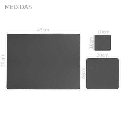 Imagem de Kit Mouse Pad 43x30cm Apoio Notebook + 20x20cm Com Porta Copos E Kit Limpeza