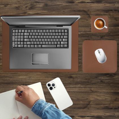 Imagem de Kit Mouse Pad 43x30cm Para Notebook Tablet + 20x20cm Com Apoio De Copos