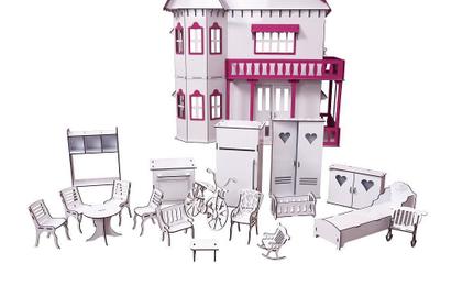 Imagem de Kit Móveis Em Mdf Branco 18 Peças Escala Barbie - Darama