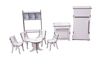 Imagem de Kit Móveis Em Mdf Branco 18 Peças Escala Barbie - Darama