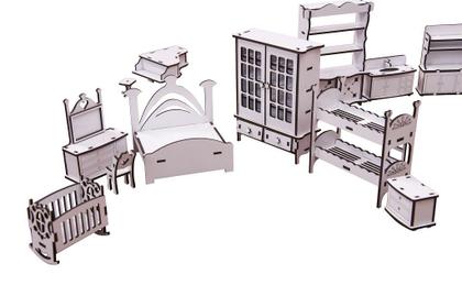 Imagem de Kit Móveis Em MDF Branco Escala Polly Com 34 Peças - Darama