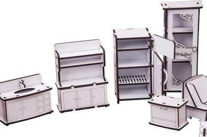 Imagem de Kit Móveis Em MDF Branco Escala Polly Com 34 Peças - Darama