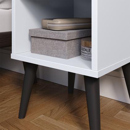 Imagem de Kit Mozão Cabeceira Parise 1,40 + 2 mesa de cabeceira Charme Cor Bege c/ Branco