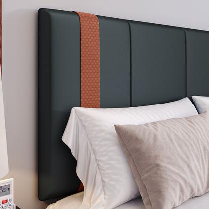 Imagem de Kit Mozão Cabeceira Parise 1,40 + 2 mesa de cabeceira Charme Cor Cinza c/ Branco