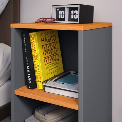 Imagem de Kit Mozão Cabeceira Parise 1,40 + 2 mesa de cabeceira Charme Cor Cinza c/ Branco