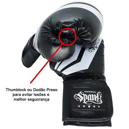 Imagem de Kit Muay Thai Kickboxing CONFY com Bolsa Spank - Preto - 10oz