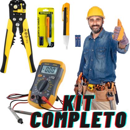 Imagem de Kit Multimetro Digital Alicate Desencapador Caneta Tensão