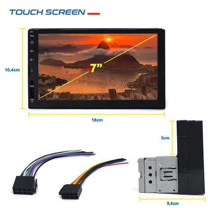 Imagem de Kit Multimídia 1 Din 7 Polegadas + Câmera Ré + Sensor Ré Branco Tigra Android Auto
