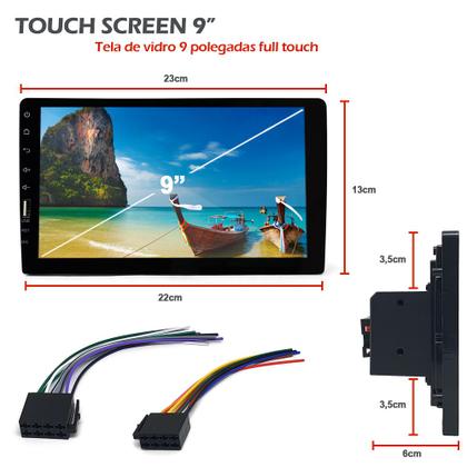 Imagem de Kit Multimídia 9 Polegadas 1 Din + Câmera Ré + Sensor 8 Pontos Preto Fiat Linea 2009 2010 2011 2012 USB Bluetooth