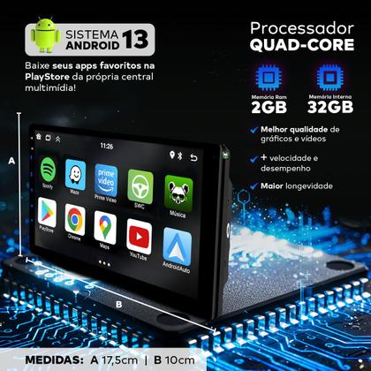 Imagem de Kit Multimídia Android Carplay 7 Pol Palio/Siena 2008 2009 2010 2012