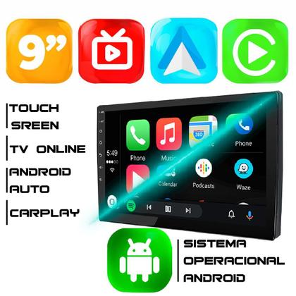 Imagem de  Kit Multimidia Android Carplay Tracker 2013 a 2016 9 Pol + Câmera