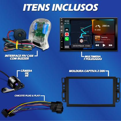 Imagem de kit multimidia e moldura captiva + chicote especifico plug and play e interface comando de volante