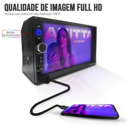 Imagem de Kit Multimídia Mp5 2 Din 7" Bt Universal Espelha Toyota Sw4