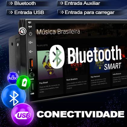 Imagem de kit multimidia mp5 com bluetooth espelhamento e carplay + moldura de 7 polegadas + camera de ré