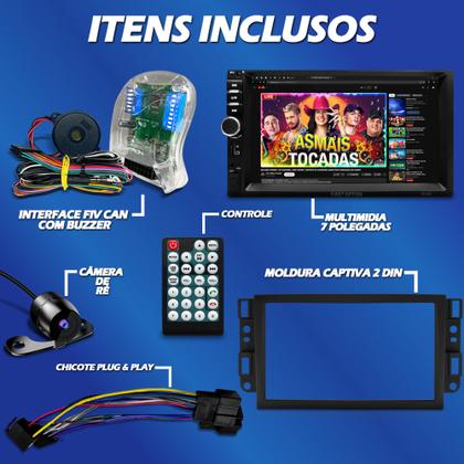 Imagem de kit multimidia mp5 e moldura captiva + chicote especifico plug in play interface comando de volante