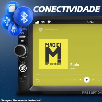 Imagem de kit multimidia mp5 e moldura captiva + chicote especifico plug in play interface comando de volante