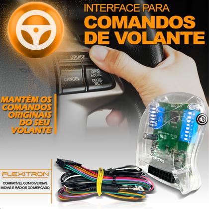 Imagem de kit multimidia mp5 e moldura captiva + chicote especifico plug in play interface comando de volante
