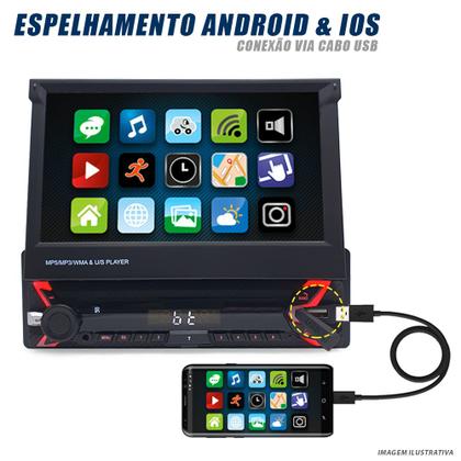 Imagem de Kit Multimídia Tela Retrátil + Câmera Ré Cobalt 2011 2012 2013 2014 Android Auto Carplay