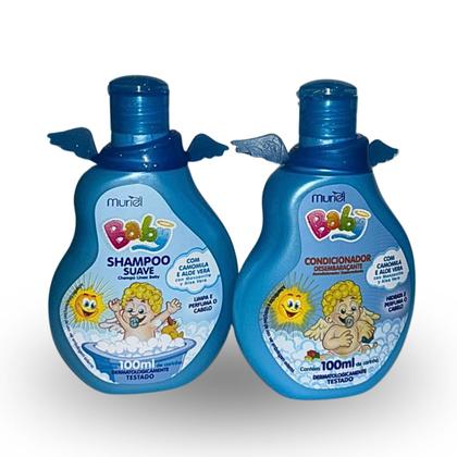 Imagem de Kit Muriel Baby Camomila e Aloe Vera Shampoo Condicionador 100ml Azul