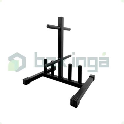 Imagem de Kit Musculação com Suporte + 100 Kg de Anilhas Ferro com Barras