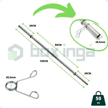 Imagem de Kit Musculação com Suporte + 50 Kg de Anilhas Emborrachadas com Barras