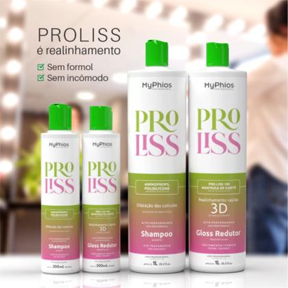 Imagem de Kit Myphios Proliss Shampoo+Redutor Capilar 1L +Escova